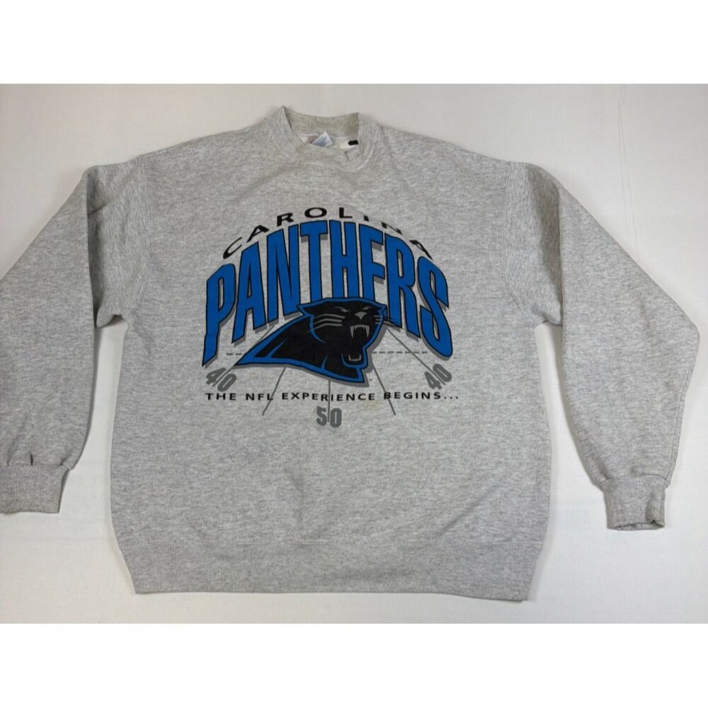 Vintage 90s Carolina Panthers Sweatshirt XL Grey NFL Hanes USA Single Stich